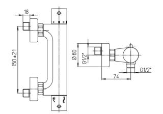 Смеситель для душа Paini Cox 78PJ511TH с термостатом матовое золото
